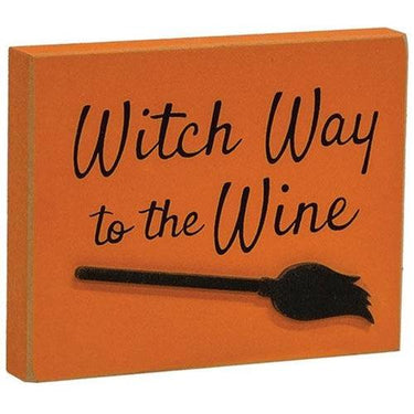 Witch Way to the Wine Block Sign - The Fox Decor